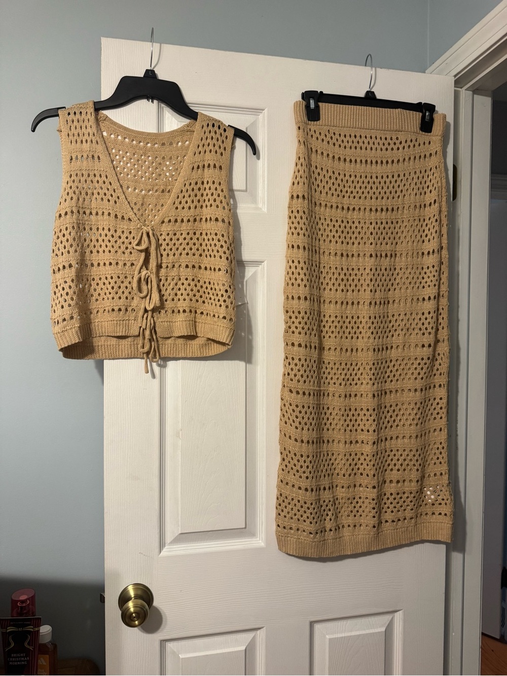 Crochet Knit Maxi Skirt in Beige - Women's Maxi Skirt